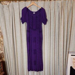 Purple Bohemian Off-Shoulder Dress